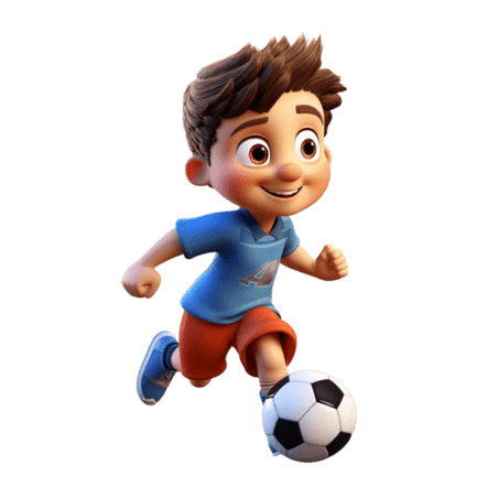 卡通足球男孩运动体育人物人像元素免抠图案