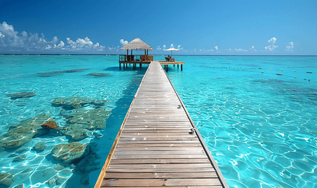 创意蓝色水屋纯净蜜月大海旅游旅行度假马尔代夫