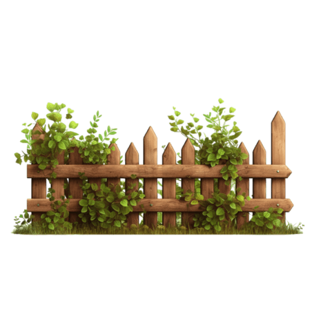 木头围栏花园创意安全栅栏元素免抠图案