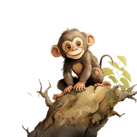 创意灵长类动物树枝猴子元素免抠图案