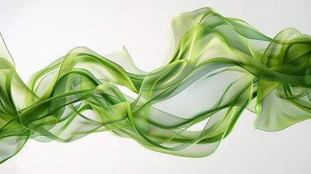 创意绿色透明流动的丝带抽象背景