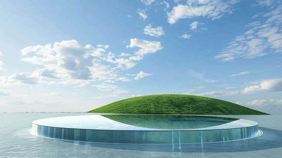 创意春天风景展览空间3D透明展台空镜大气企业商务宣传抽象场景设计