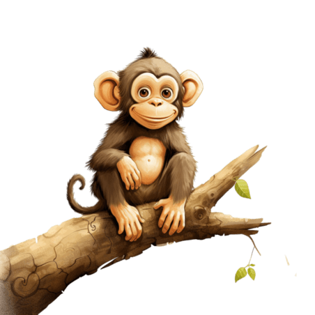 创意树枝猴子灵长类动物元素免抠图案