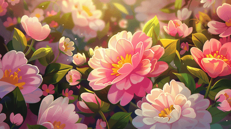 创意深色场景牡丹夏天花朵花束树叶叶片纹理的插画10