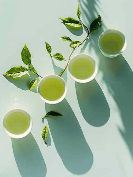 创意绿茶饮食文化春天茶叶清透干净茶杯