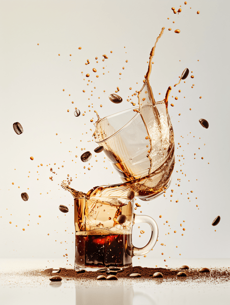 创意咖啡制作过程飞溅液体