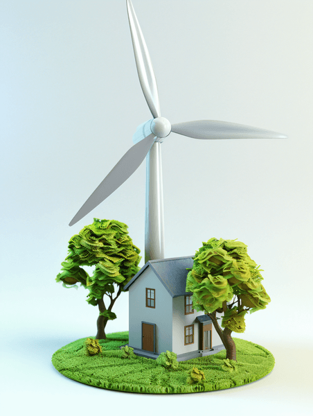 创意风车建筑新能源环保绿色新能源
