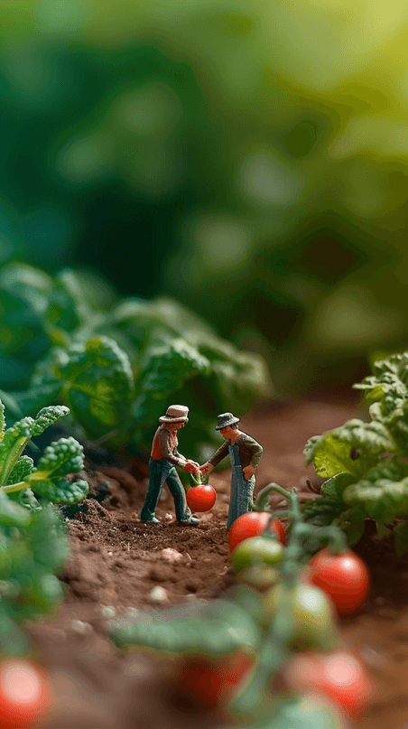 创意五一劳动节菜园里微景观种植蔬菜劳动人物背景