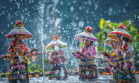 创意传统节日泼水节狂欢庆祝摄影配图民族传统节日习俗