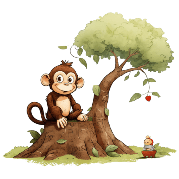 灵长类动物树枝猴子元素免抠图案
