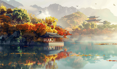 创意颐和园著名景点中国风古代建筑旅游风景