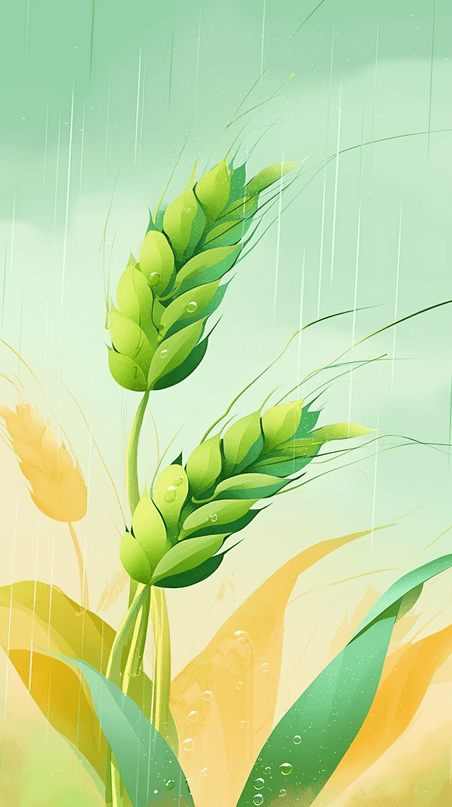 创意春天春雨谷雨节气春耕种植农业麦穗背景