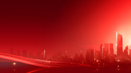 创意红色商务主题抽象城市大气企业科技空间背景