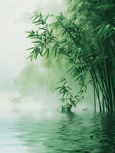 创意中国大竹海静谧竹林中国风优雅背景