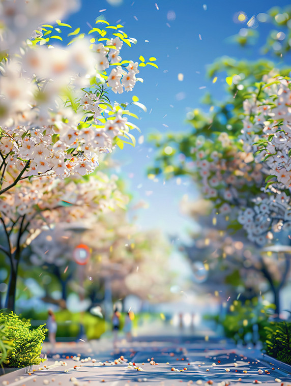 创意微型景观春天花朵绿叶素材公园森林微距校园