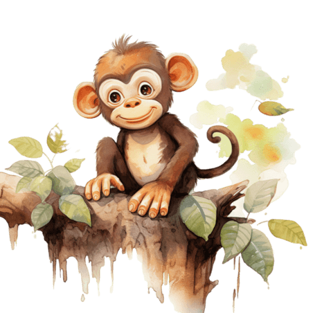创意树枝猴子灵长类动物元素免抠图案