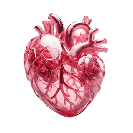 创意医疗健康人体器官真实心脏元素粉色红色玻璃心立体免抠图案