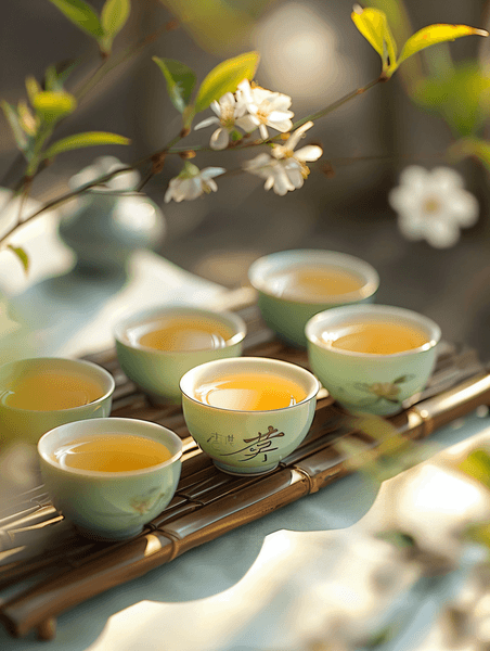 创意茶茶文化春天茶叶清透干净茶杯茶叶