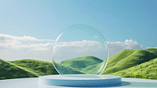 创意春天风景空镜大气企业商务宣传抽象展览空间3D透明展台场景