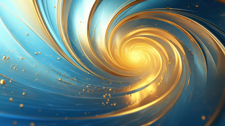 金色蓝色水波旋转抽象螺旋金色蓝色漩涡商务科技15