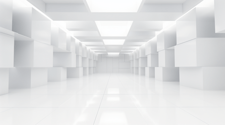 创意抽象三角形隧道3D渲染企业商务白色背景