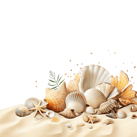 创意沙滩贝壳元素免抠图案夏天