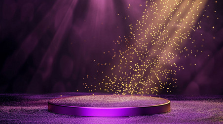 创意紫色金粉展台合成创意素材颁奖荣誉舞台背景