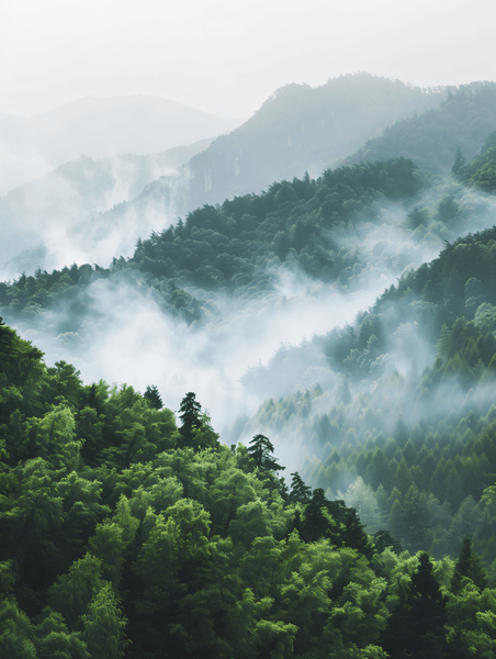创意春天森林风景括苍山景观碳中和新能源