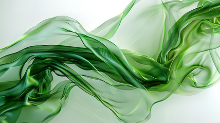 创意绿色透明流动的丝带设计抽象背景