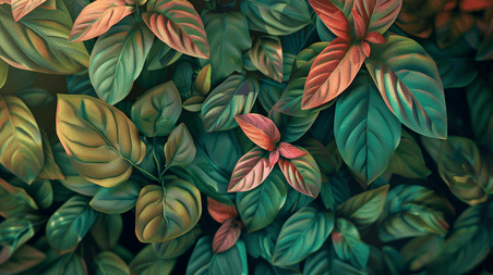 创意深色阳光树叶纹理叶片植物彩色夏天景色的背景15