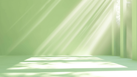 创意绿色简约阳光空间质感的立体墙面背景3