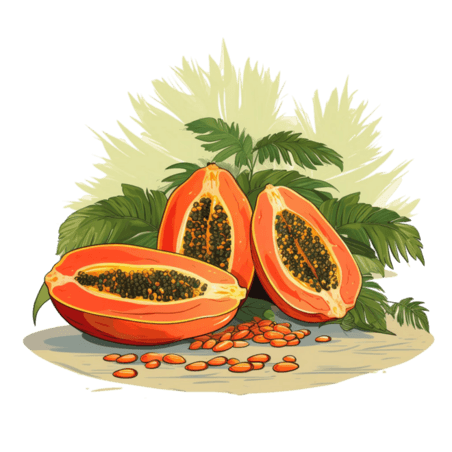 热带水果木瓜免抠图案