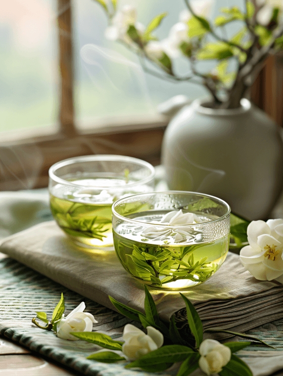 创意茶园福鼎白茶春天绿色植物叶子茶叶春茶茶艺