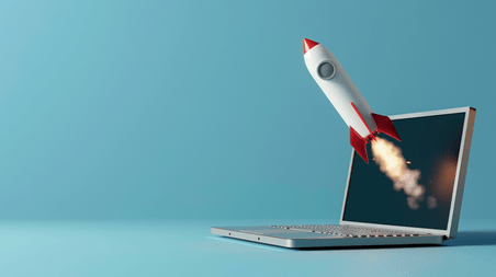 创意科技酷炫火箭商务办公升级彩色航天模型飞船发射电脑的插画18