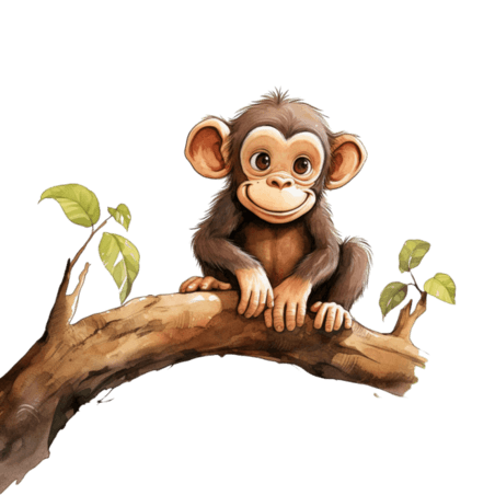 创意树枝猴子元素灵长类动物免抠图案