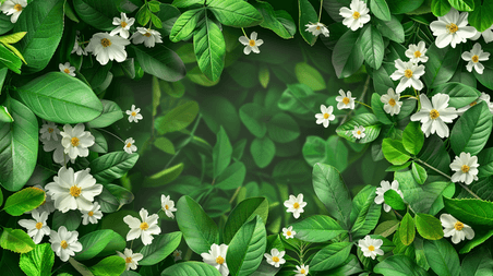 创意绿色春天夏天植物装饰叶子边框背景5