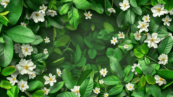 创意绿色春天夏天植物装饰叶子边框背景5