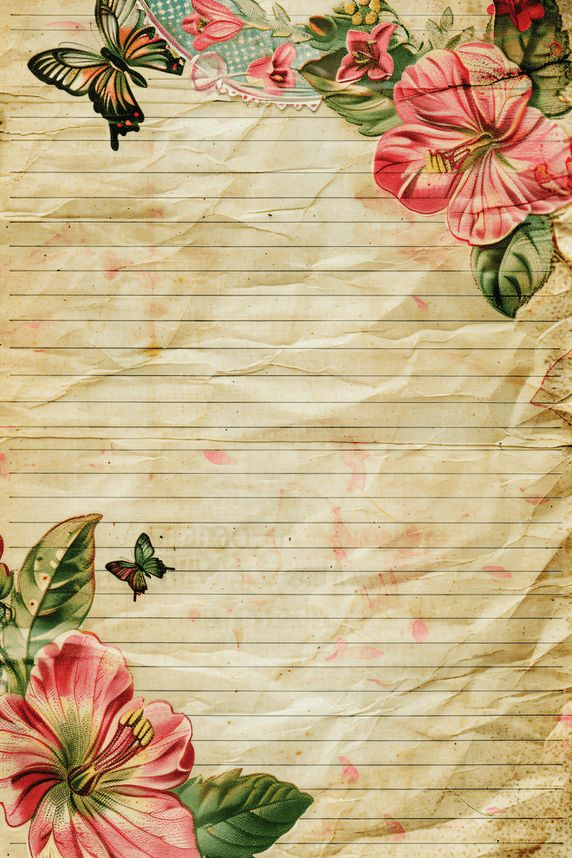 创意水彩花朵植物复古信纸背景