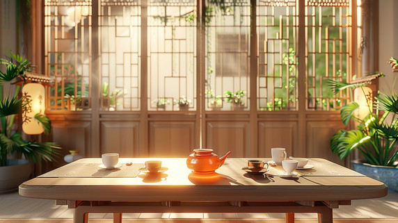 创意中式屏风茶楼早楼摄影配图喝茶茶艺茶室国潮中国风