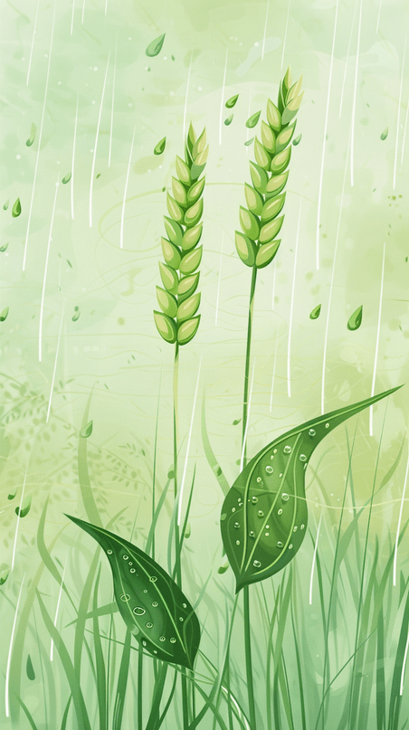 创意春天春雨谷雨节气麦穗春耕种植农业背景