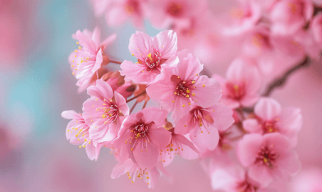 春天植物花卉创意盛开的樱花特写摄影6