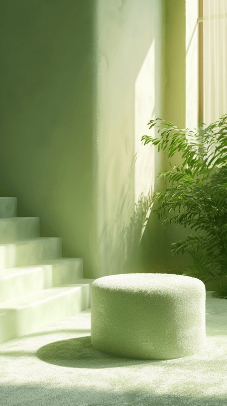 创意春天室内绿色毛绒绒3D促销电商展台设计绿色