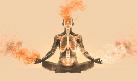 医疗健康中式中医打坐瑜伽剪影呼吸内科