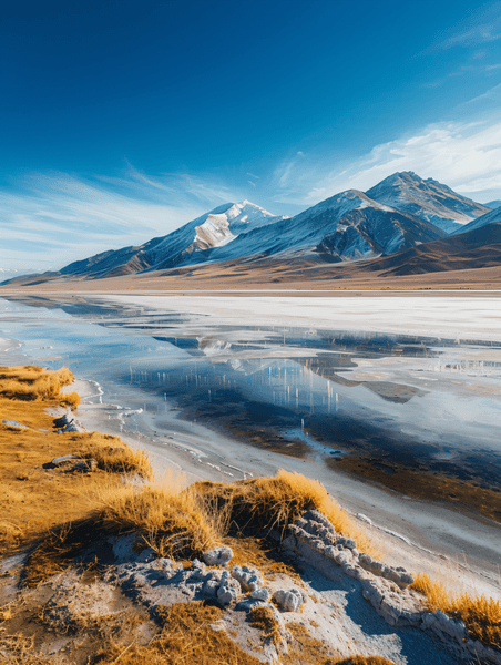 创意西藏茶卡盐湖风景美景旅游