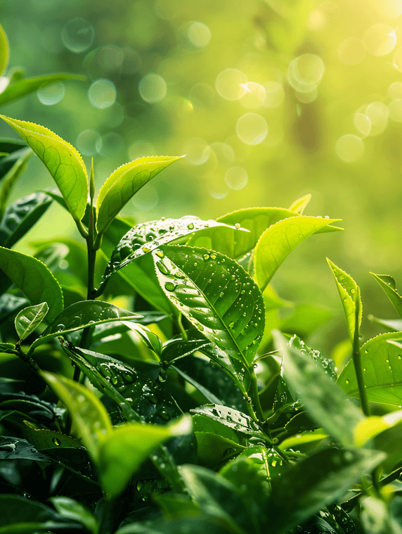 创意浓郁的茶茶叶春天绿色植物叶子