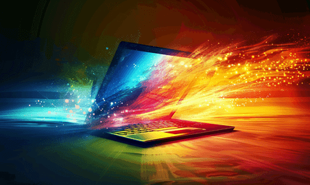 创意科技酷炫飞溅粉墨彩色互联网笔记本电脑