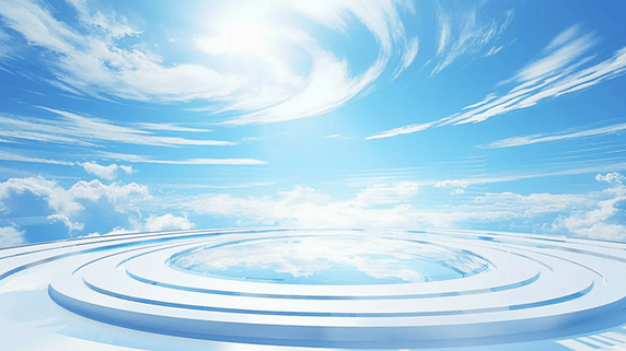 创意春天促销蓝色电商空镜大气蓝色场景设计图