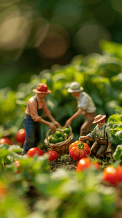 创意种植蔬菜五一劳动节菜园里微景观劳动人物设计图