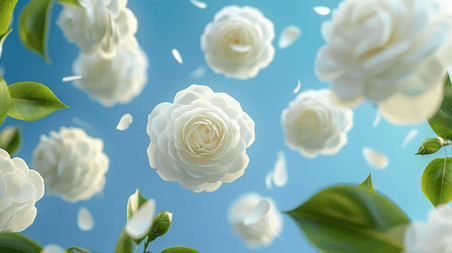 白色花朵清新淡雅浪漫唯美清新花朵茉莉花背景