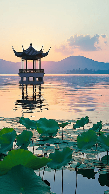 创意语文课本封面杭州西湖著名景点风景